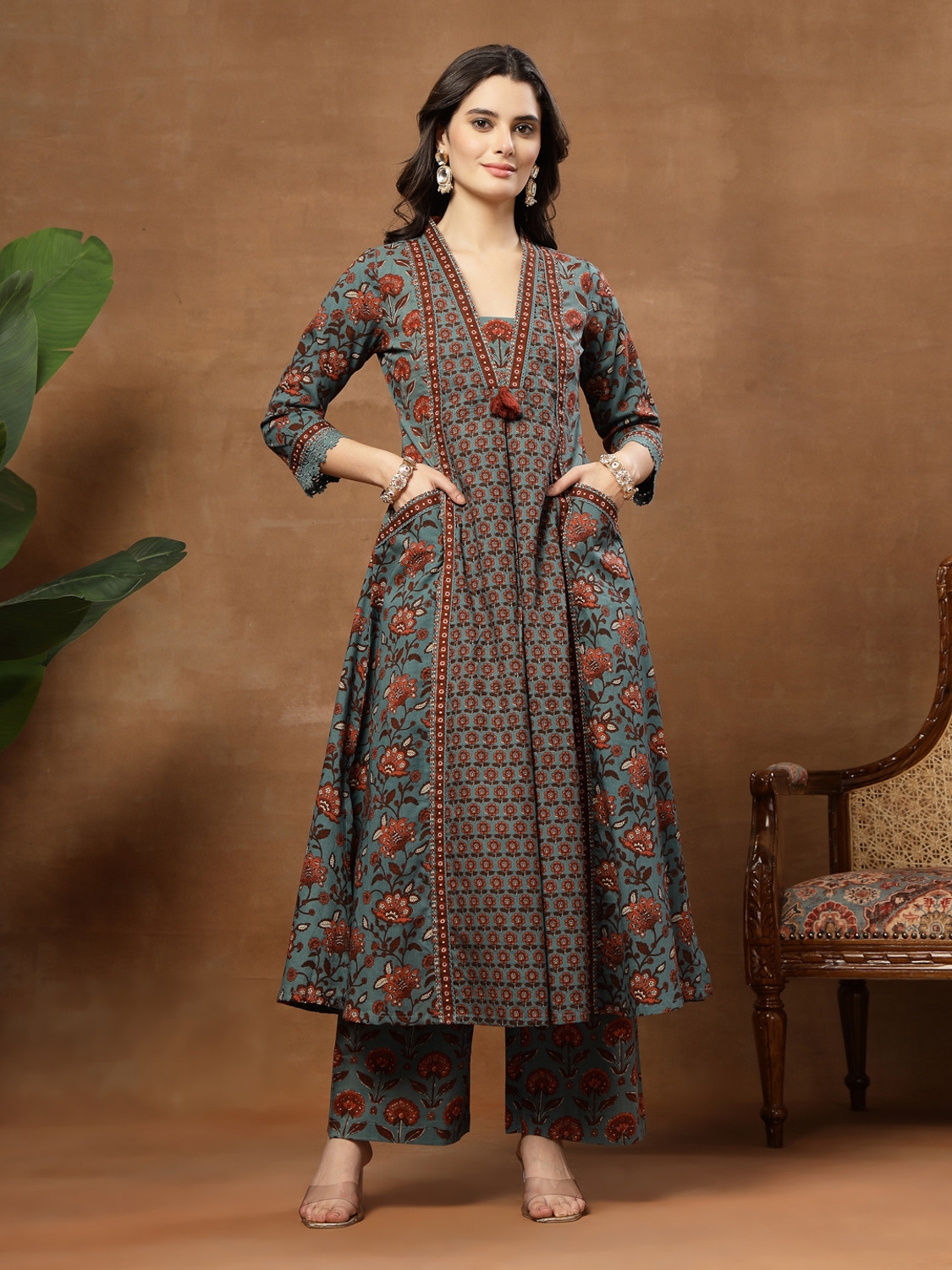 Image of KIMAYRA Women Kurta Palazzo Dupatta Set