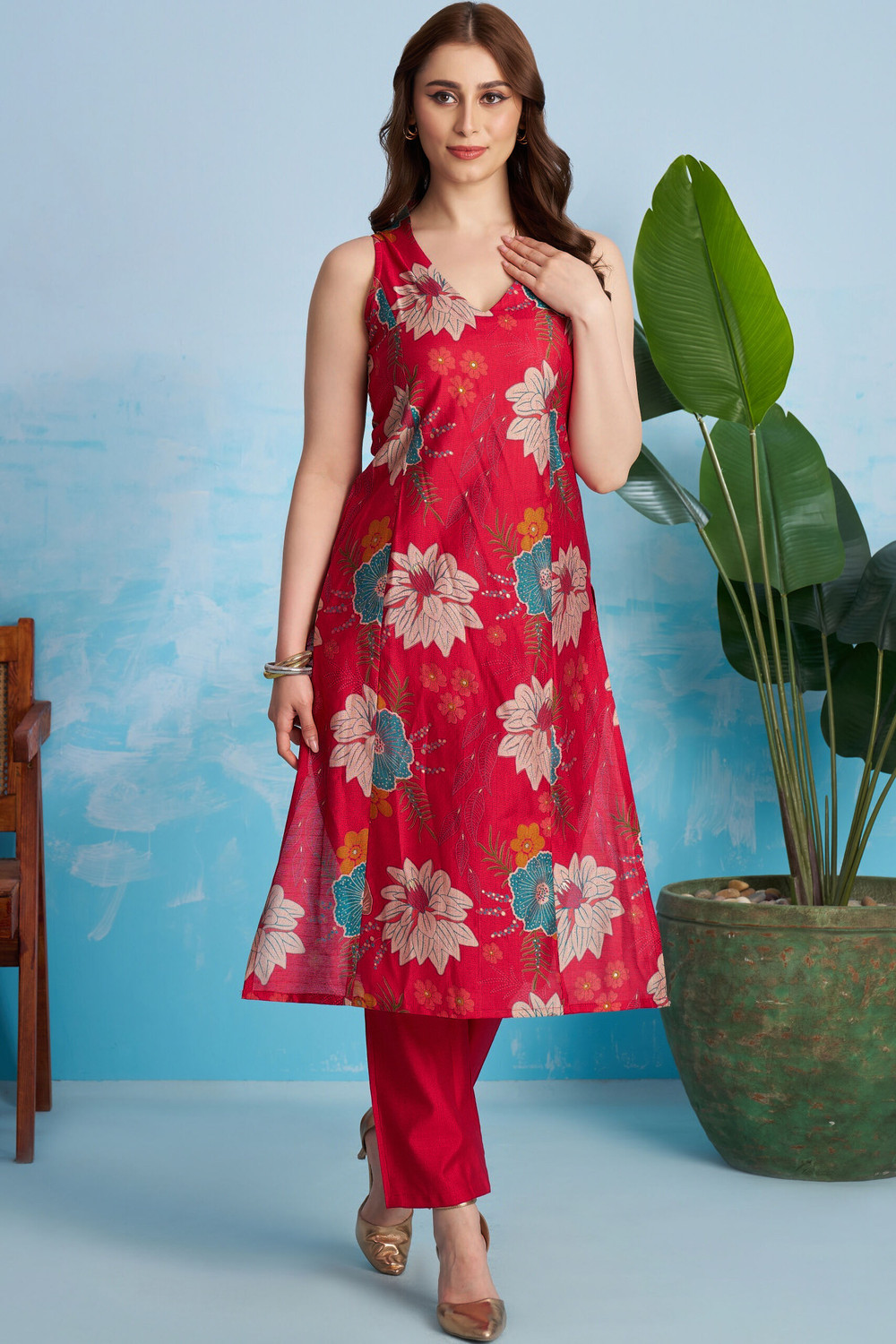 Image of flowervelly Women Viscose Rayon Kurta Pant Set