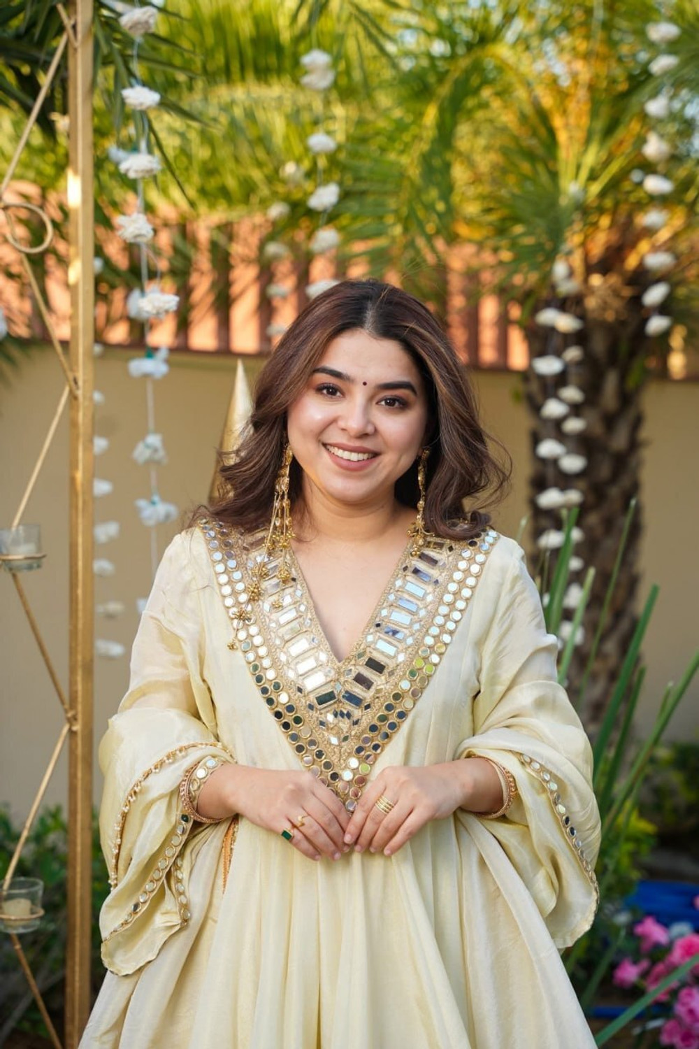 Image of FUSIONCRAFT Embellished Anarkali Kurta, Bottom & Dupatta Set