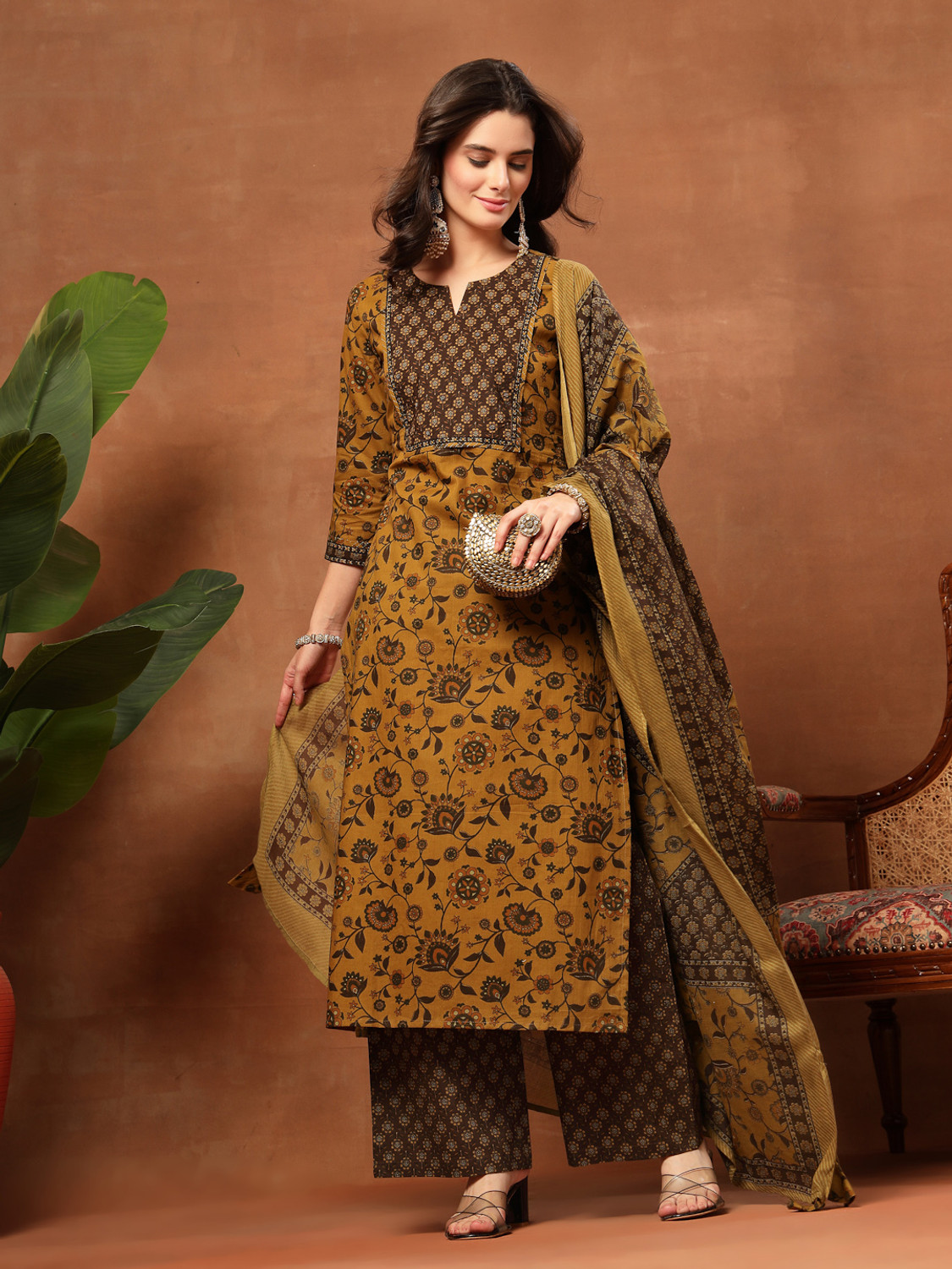 Image of KIMAYRA Women Kurta Palazzo Dupatta Set