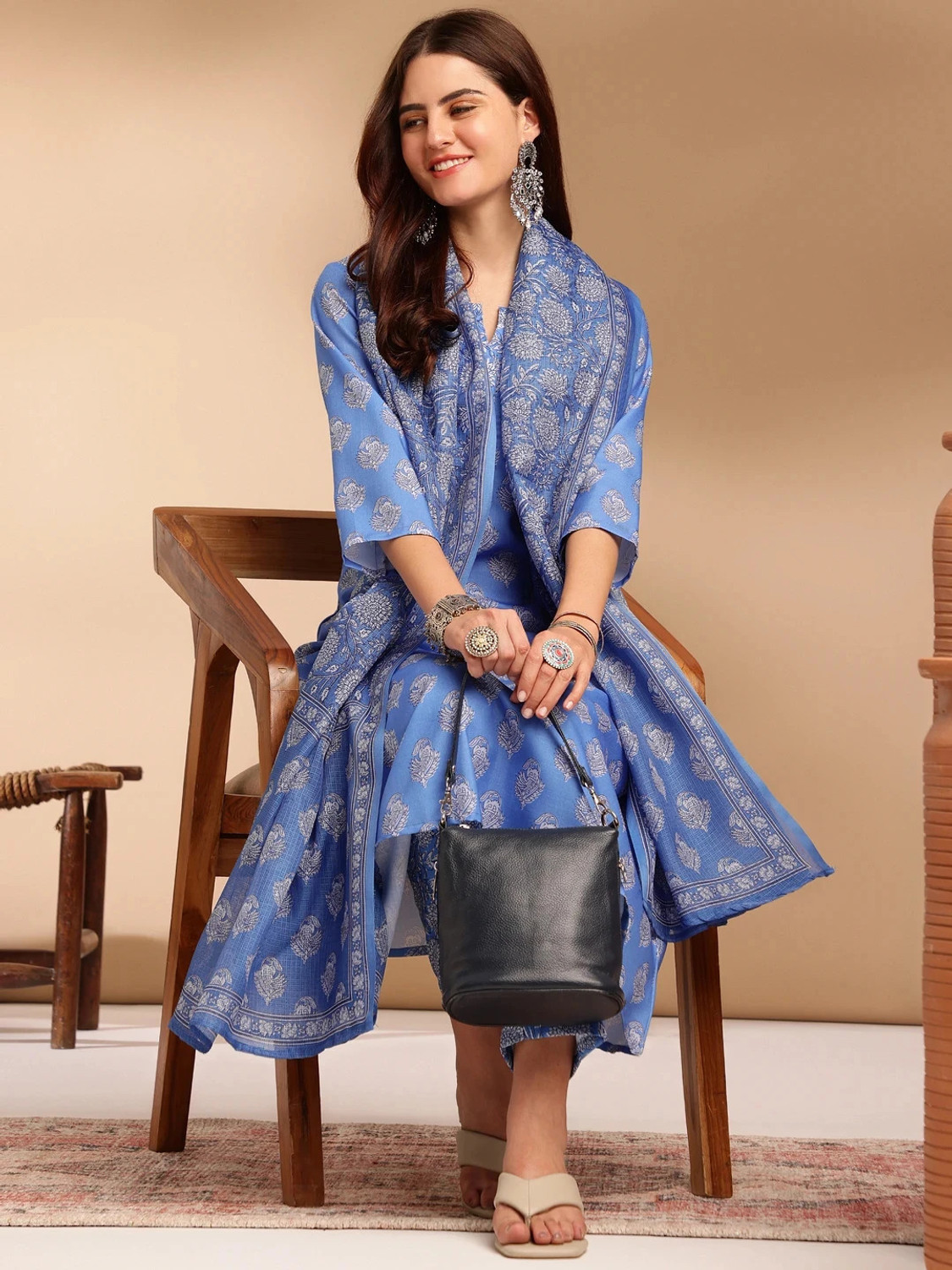 Image of LookMark Women Kurti Pant Dupatta Set