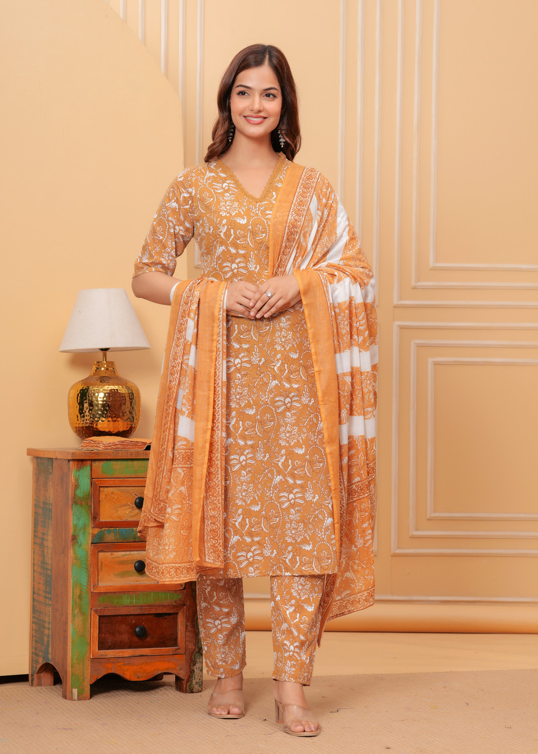 Image of Lamba Creations Women Kurti Pant Dupatta Set