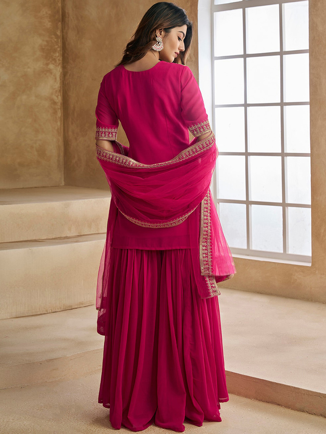 Image of Trijal Fab Women Kurta Sharara Dupatta Set
