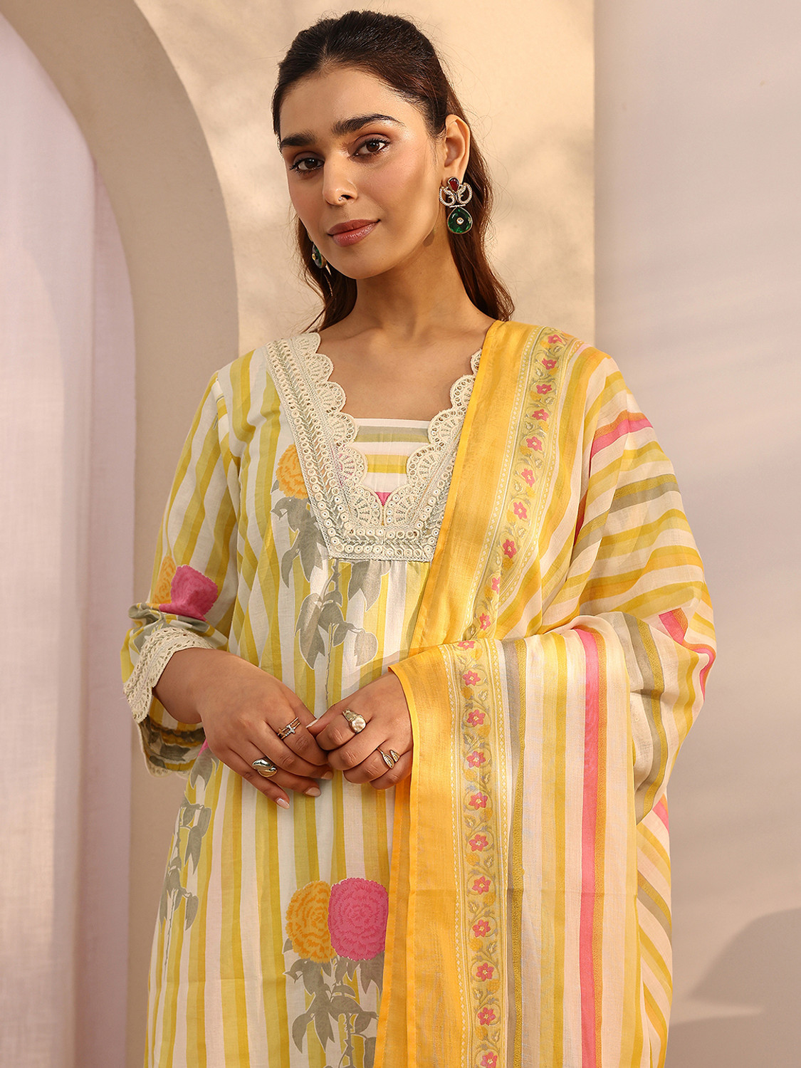 Image of LIBAS Women Kurta Palazzo Dupatta Set