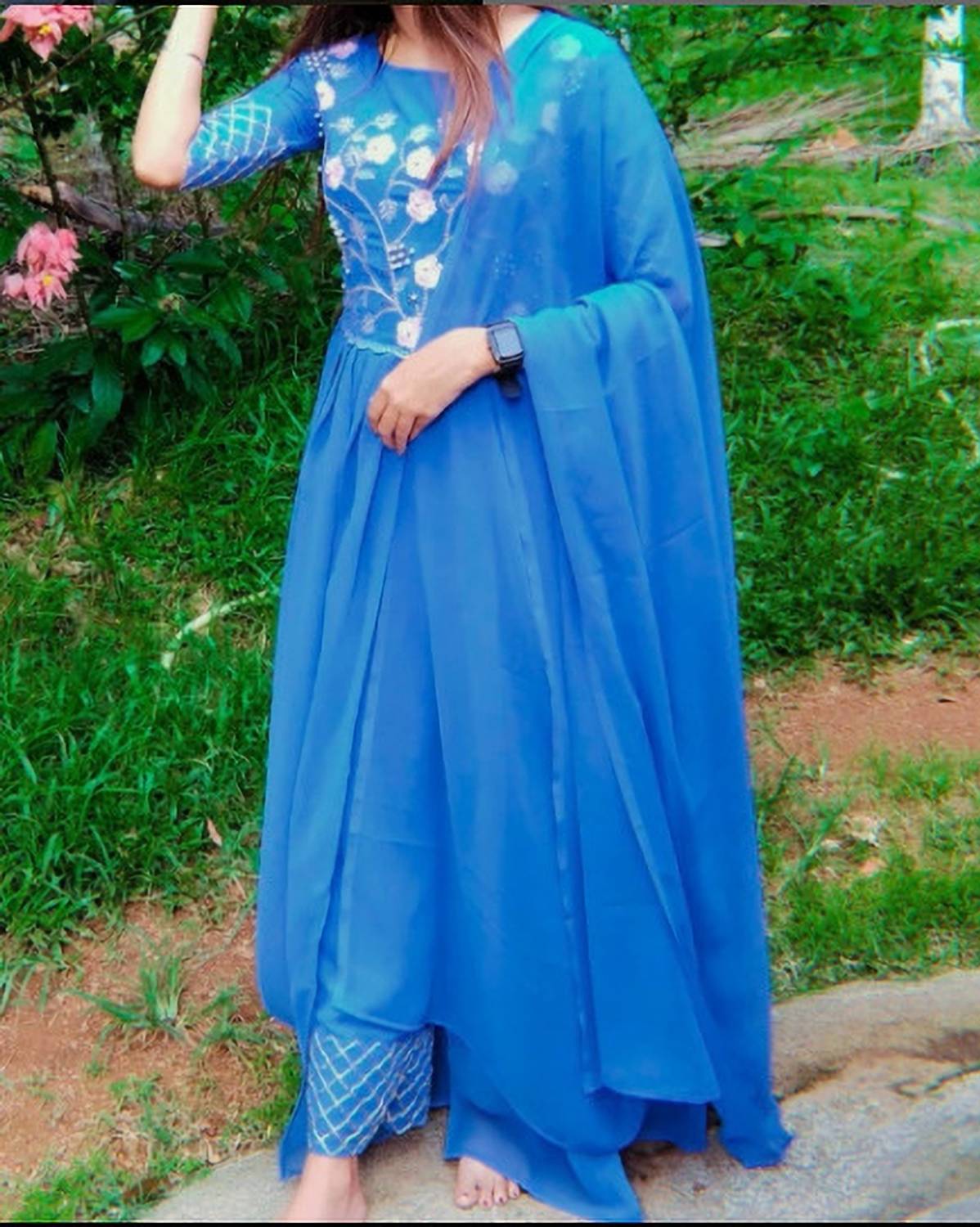 Aksharam Women Kurti Palazzo Dupatta Set