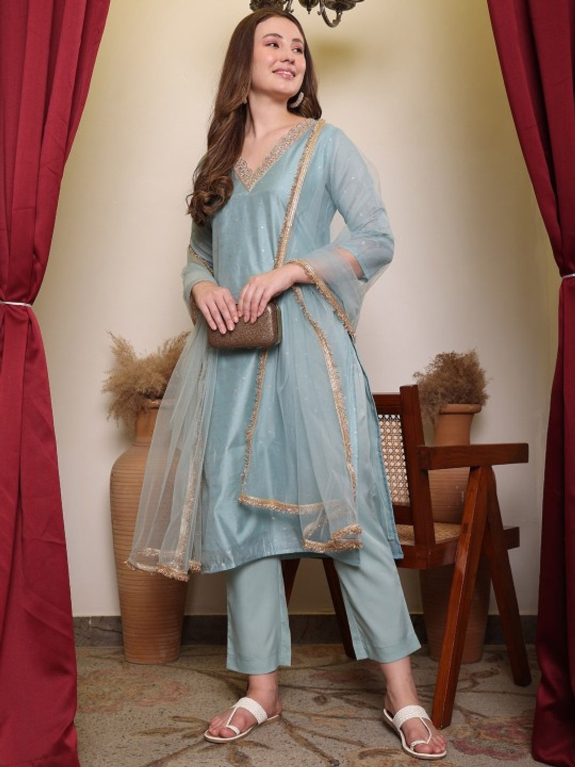 Image of Keshia Women Kurta Pant Dupatta Set