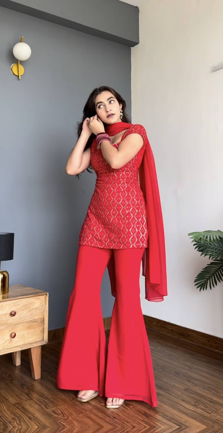 DISHWA Fashion Women Kurti Palazzo Dupatta Set - Image 5