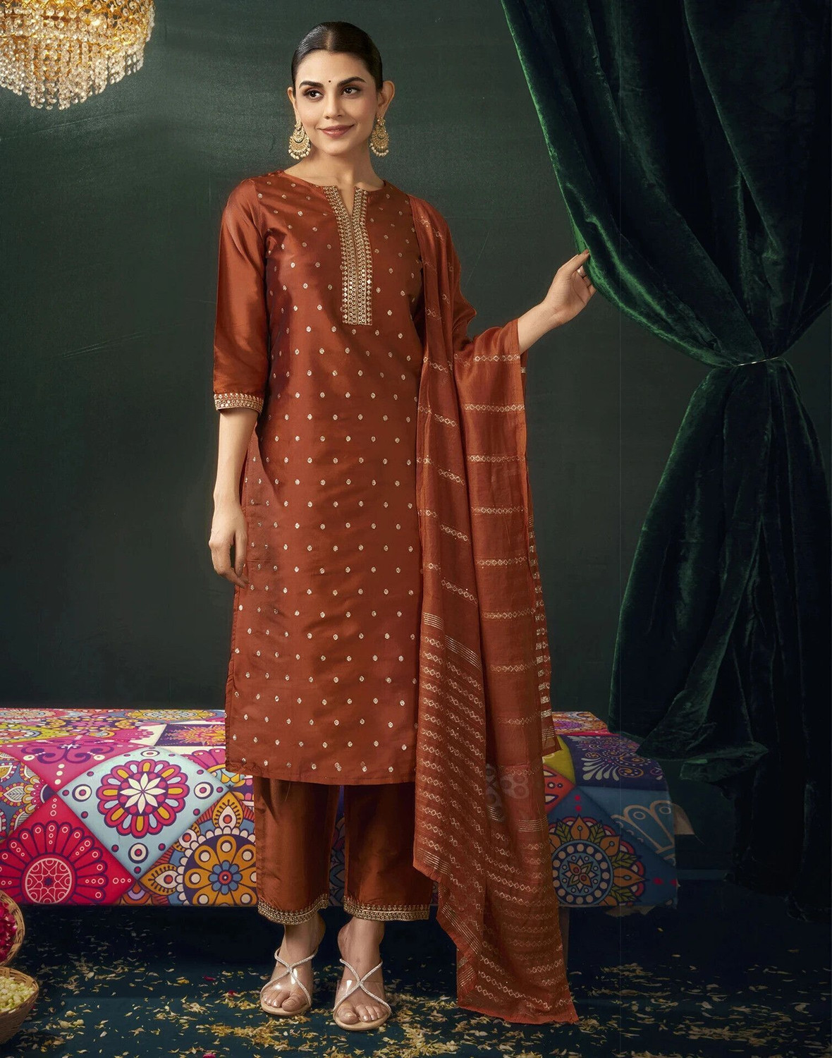 Image of Skylee Women Kurta Pant Dupatta Set