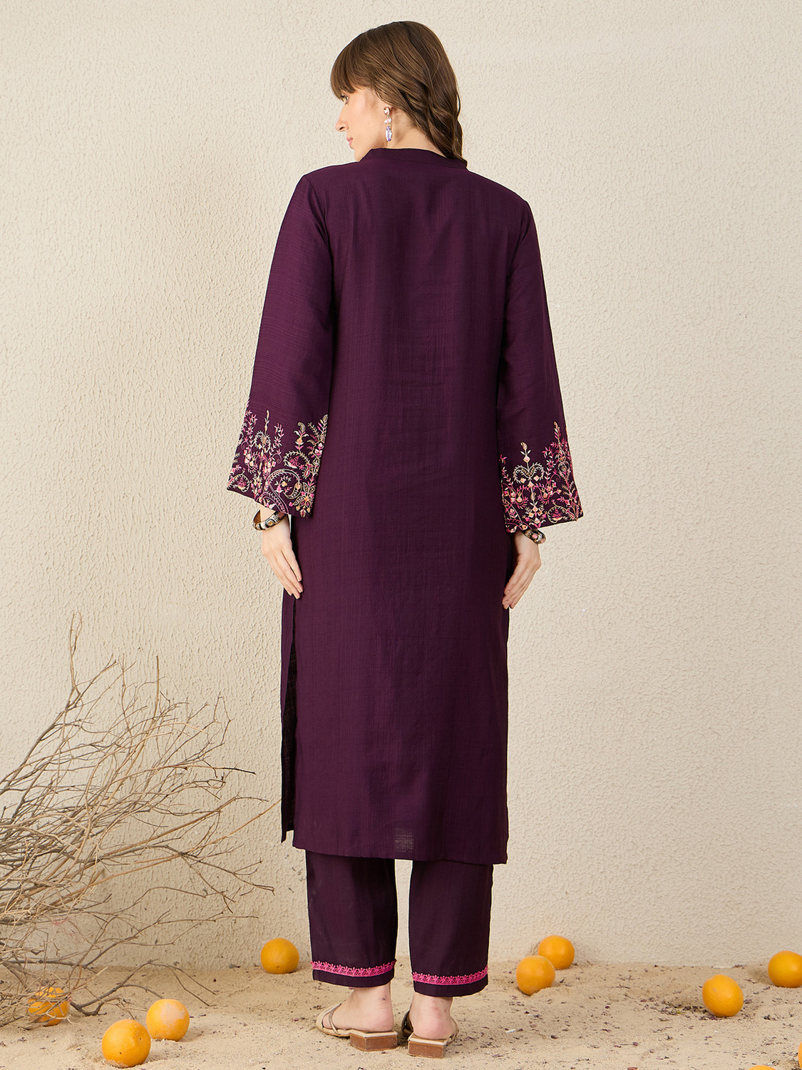 Image of Indo Era Women Cotton Blend Kurta Pant Set