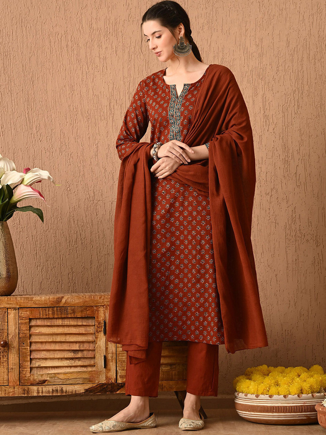 Image of PSCHOICE Women Kurti Pant Dupatta Set