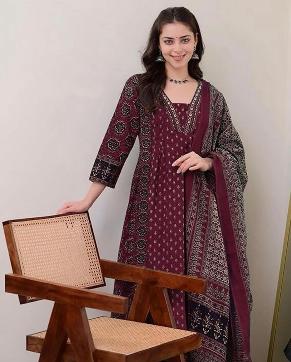 Image of JODAA Women Kurta Palazzo Dupatta Set