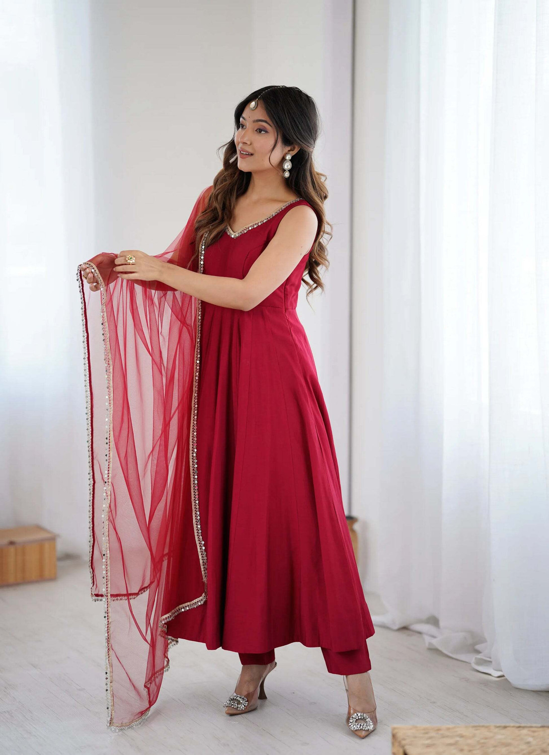 Image of CALLME TEXTILE & DESIGN Women Ethnic Top Pant Dupatta Set