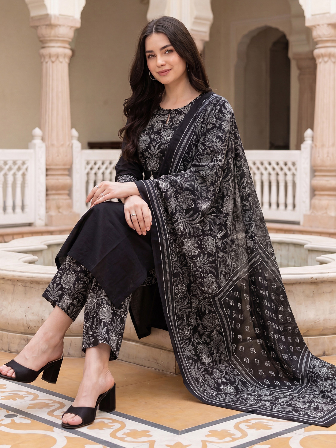 Image of Indo Era Women Kurta Pant Dupatta Set