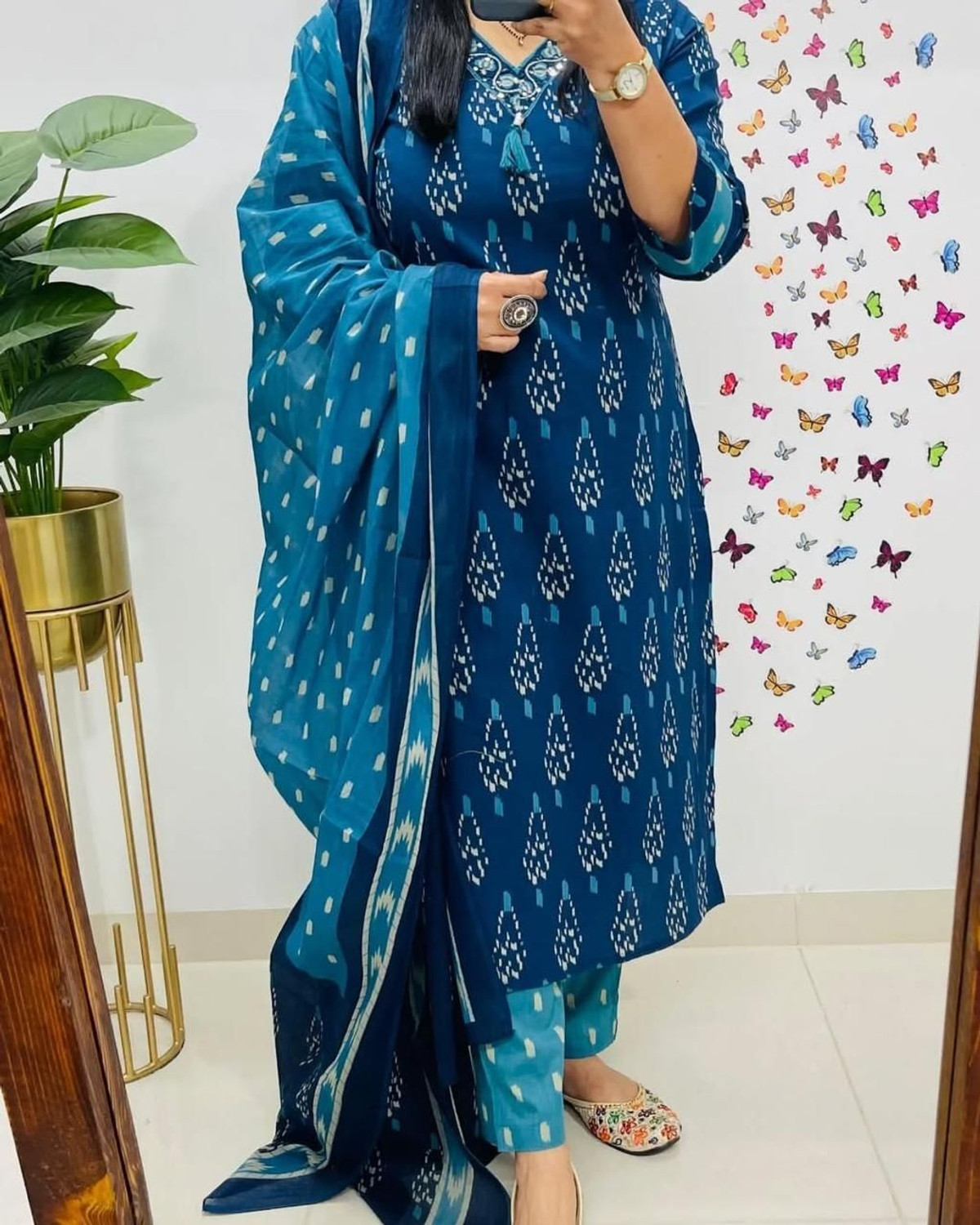 Image of Ethenictime Women Kurta Pant Attached Dupatta Set