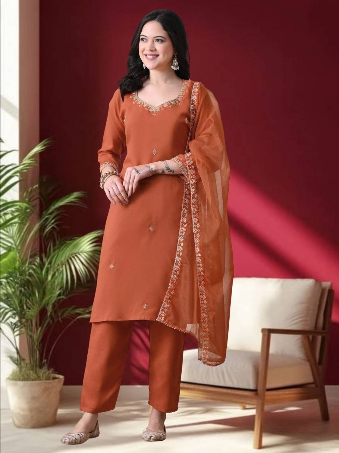 pinfit Women Kurta Pant Dupatta Set