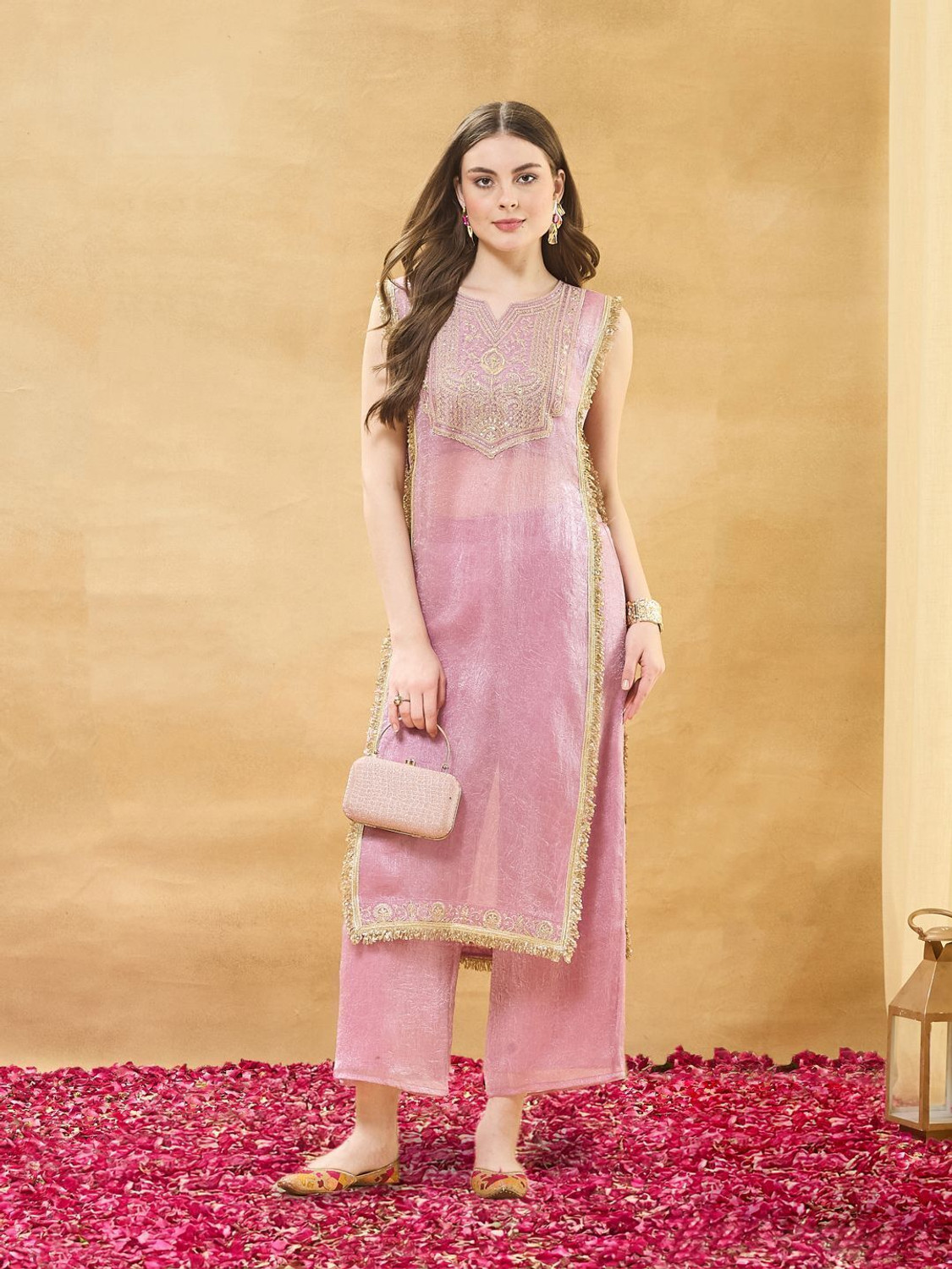 Image of Colors of Earth Women Kurta Palazzo Ethnic Jacket Set