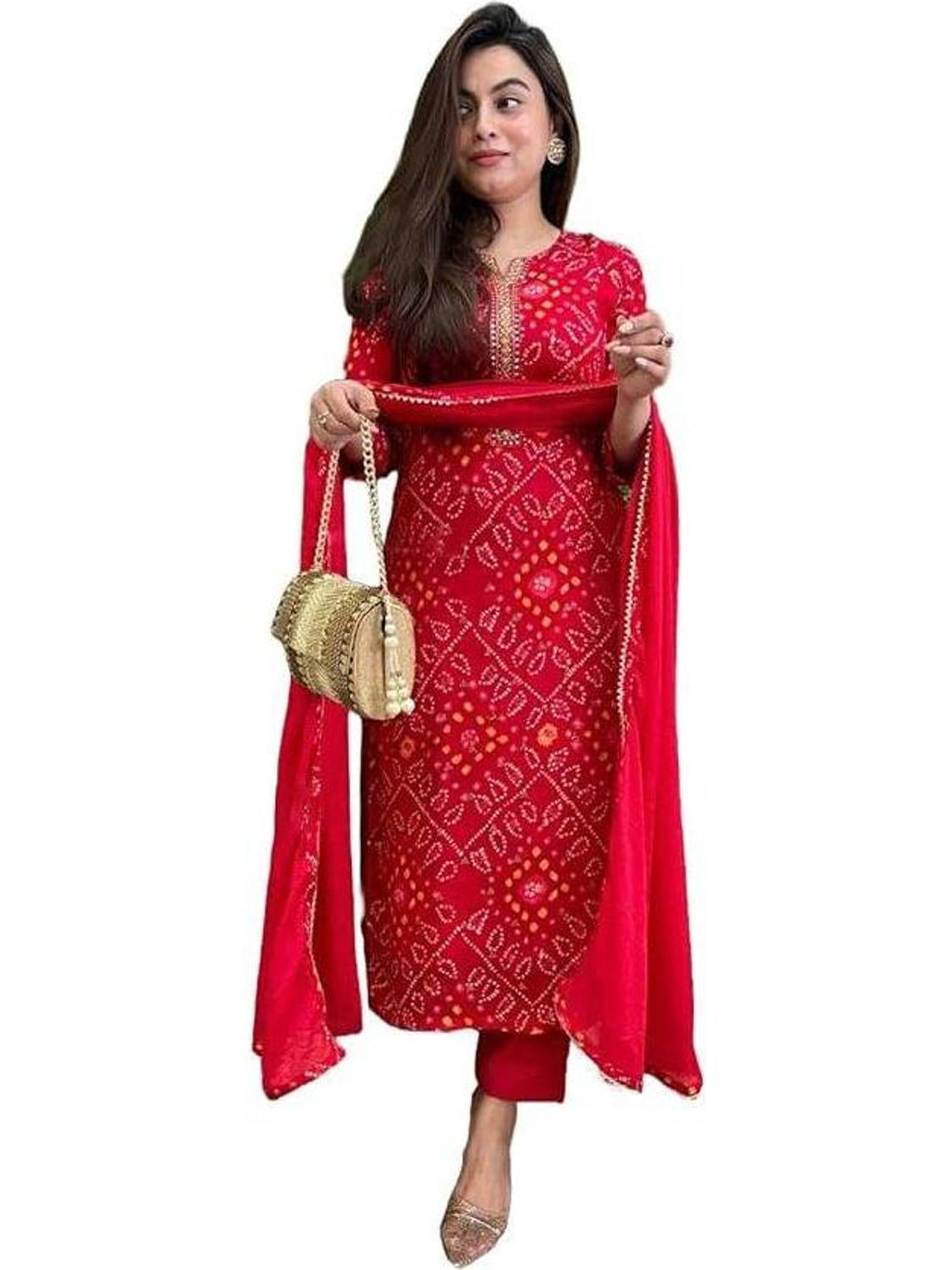 ABCREATION Printed Kurta, Trouser/Pant & Dupatta Set