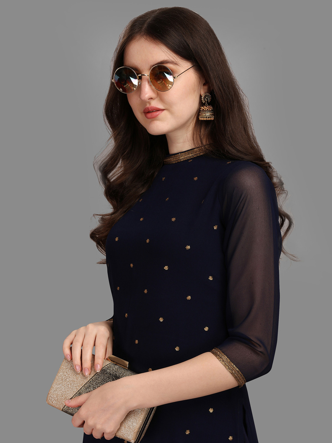 Image of Saanjh Women Georgette Kurta Pant Set