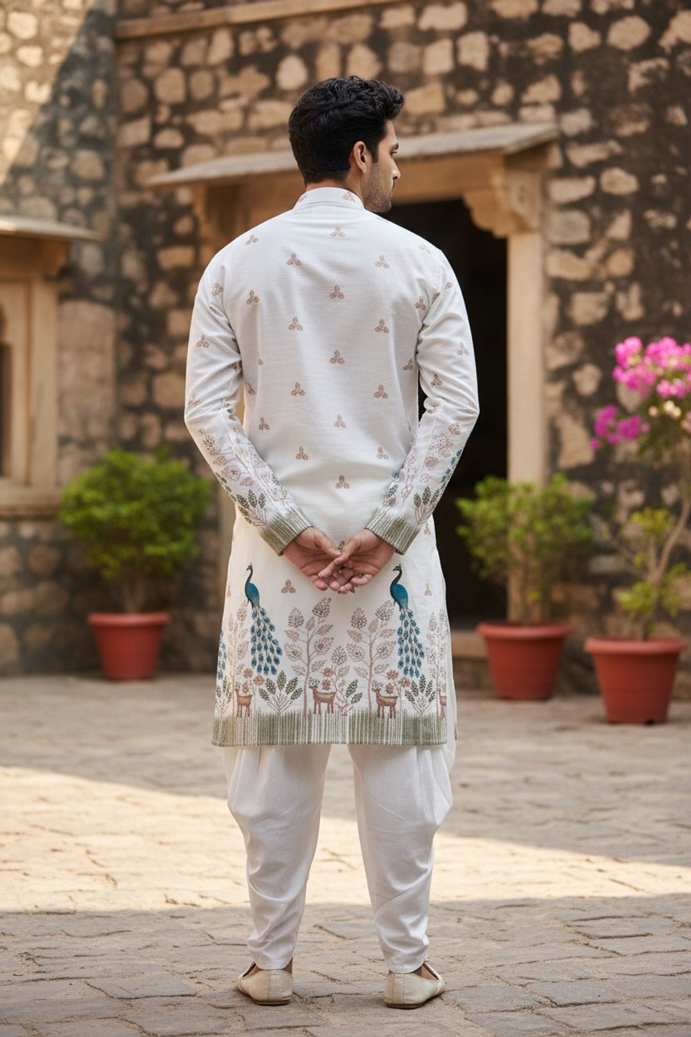 Image of UNIQUE MOMENTS Men Kurta Dhoti Set