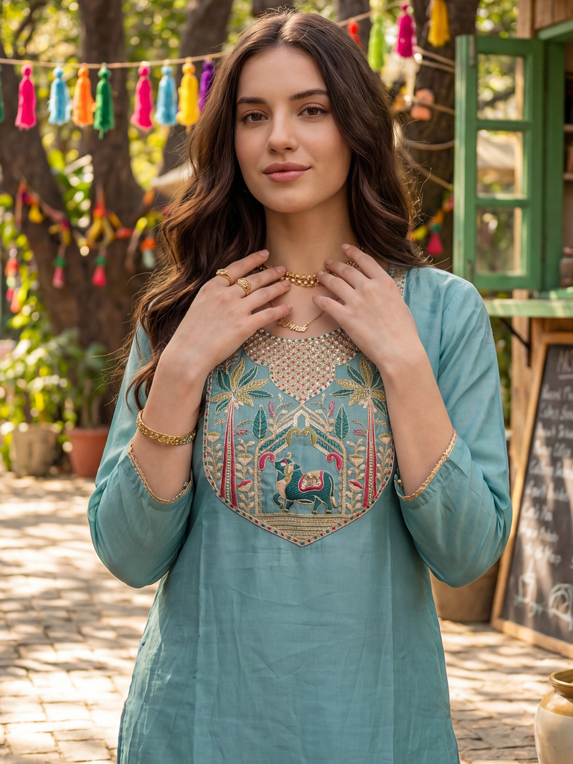 Image of Indo Era Women Kurta Pant Dupatta Set
