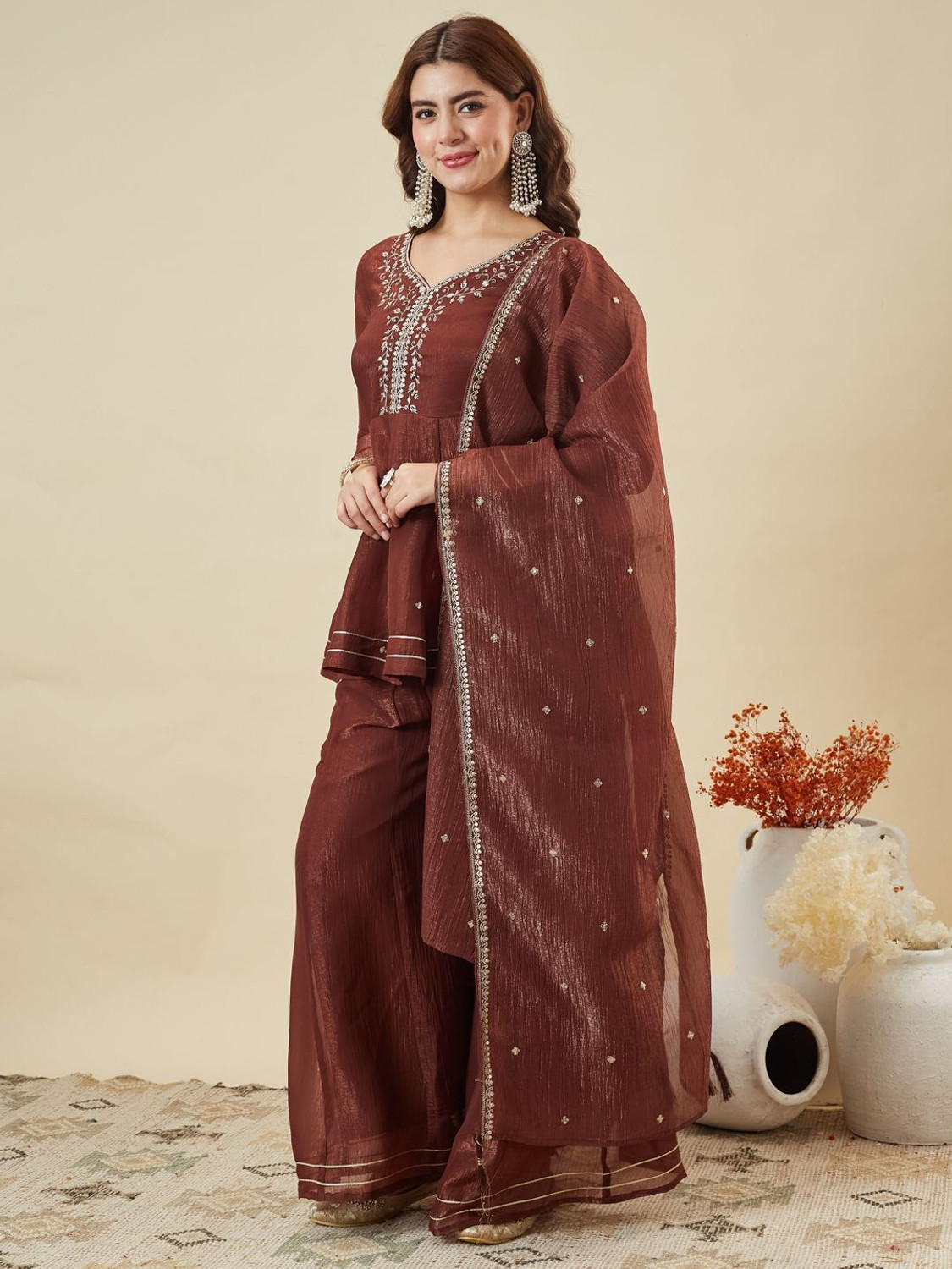 Image of MOKOSH Women Kurta Pant Dupatta Set