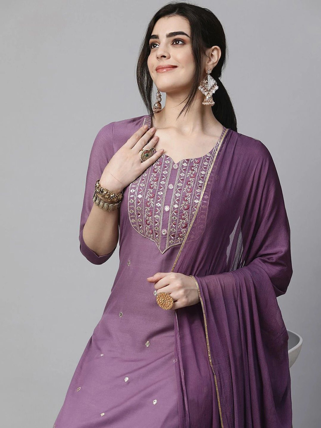 Image of Zinariya Fab Women Kurta Pant Dupatta Set