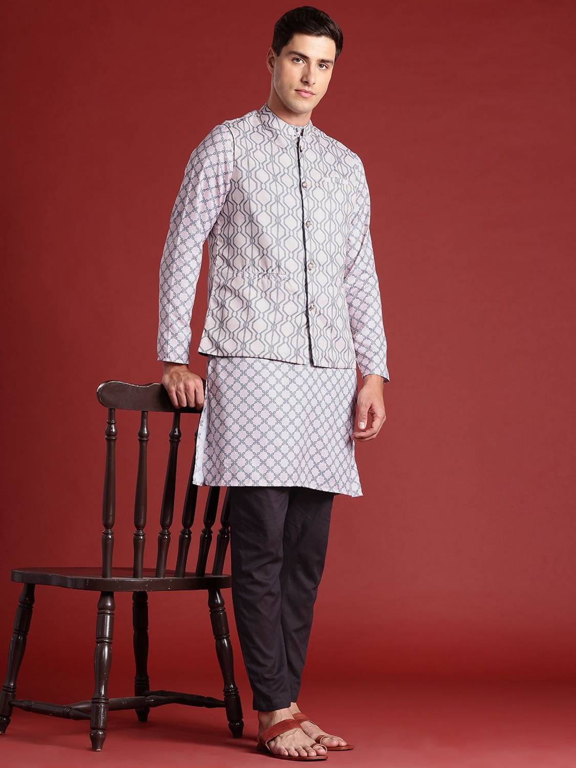 ANOUK Men Kurta Pant Ethnic Jacket Set