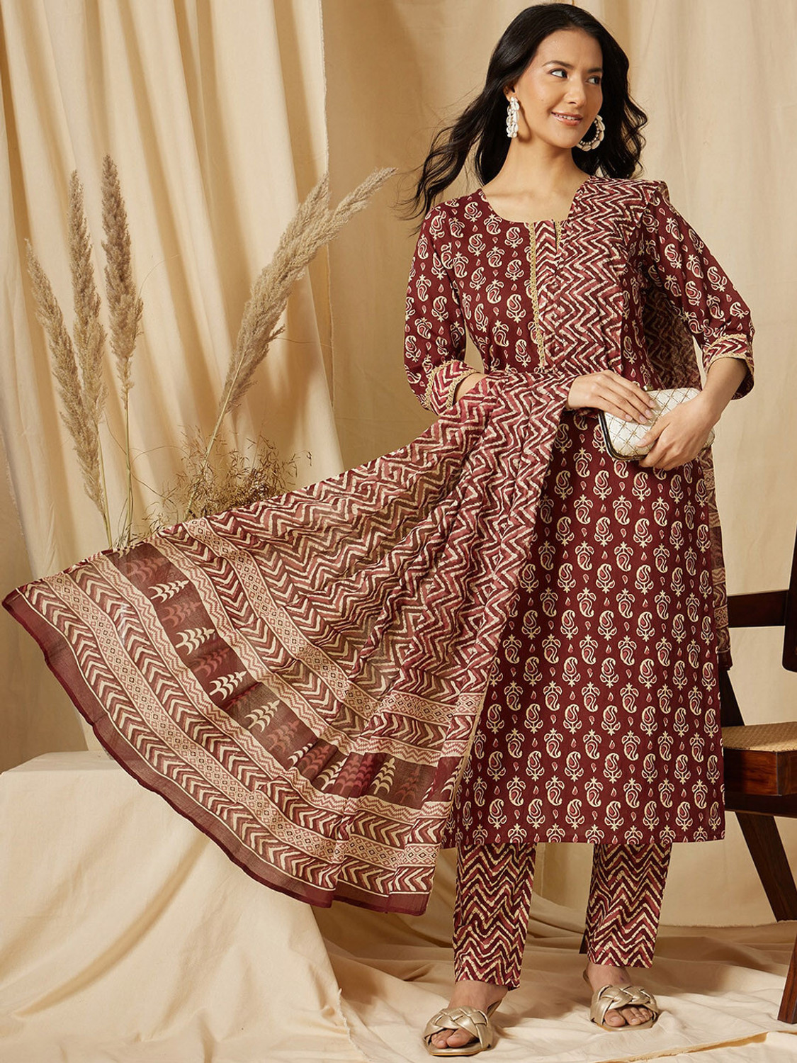 Image of Fashcurvy Women Kurta Pant Dupatta Set