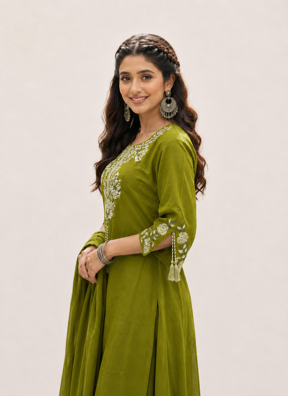 Image of KOMELY Women Kurta Pant Dupatta Set