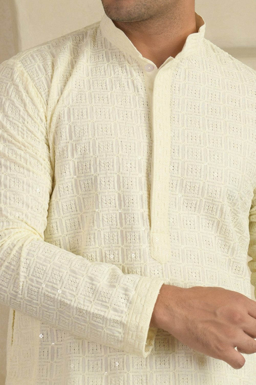 Image of LEMONX Men Embellished Straight Kurta