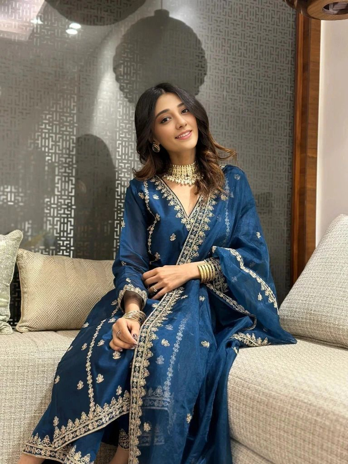 Image of Cartyshop Women Kurta Palazzo Dupatta Set