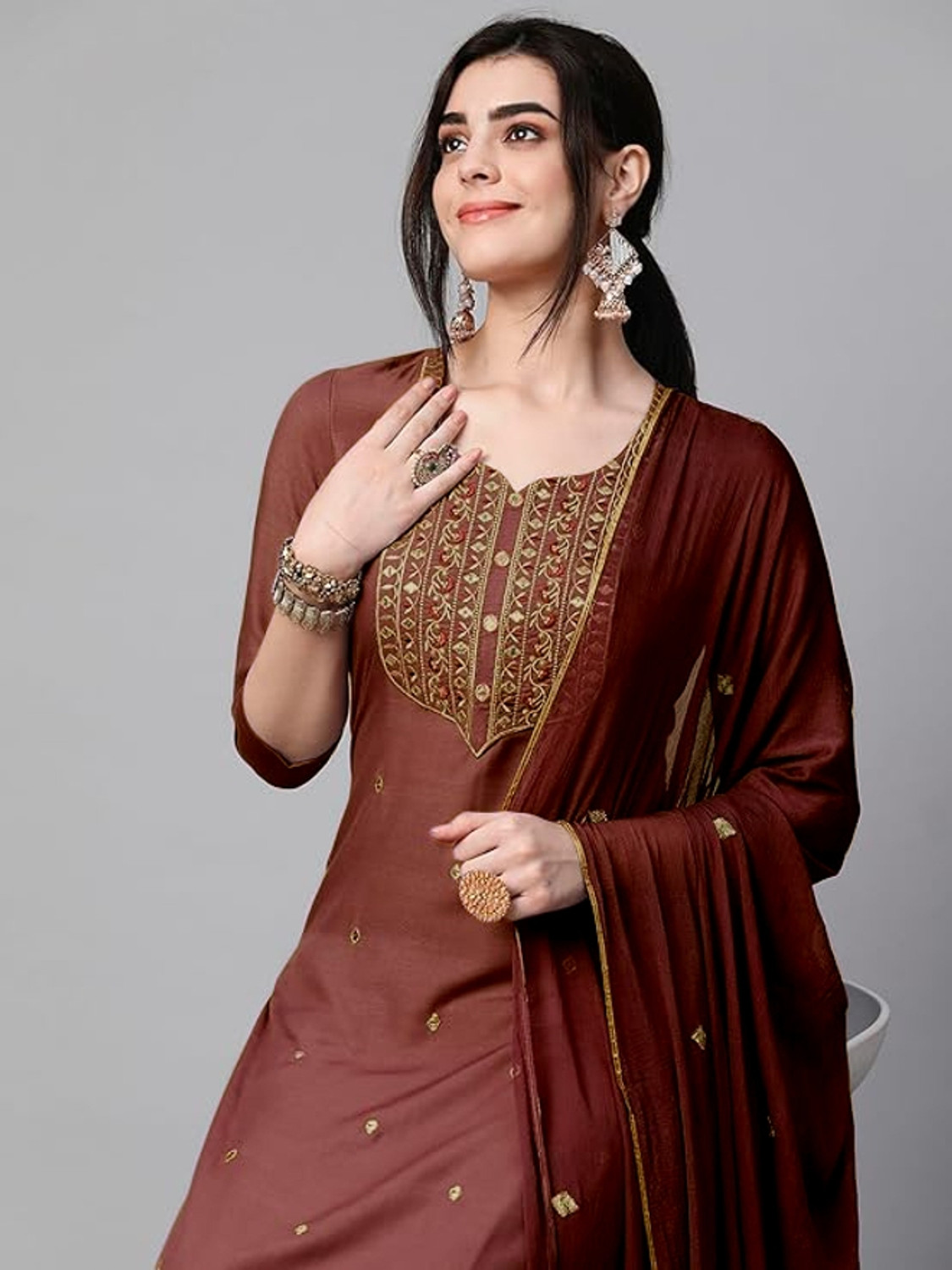 Image of HF HOLYDAY FASHION Women Kurta Pant Dupatta Set
