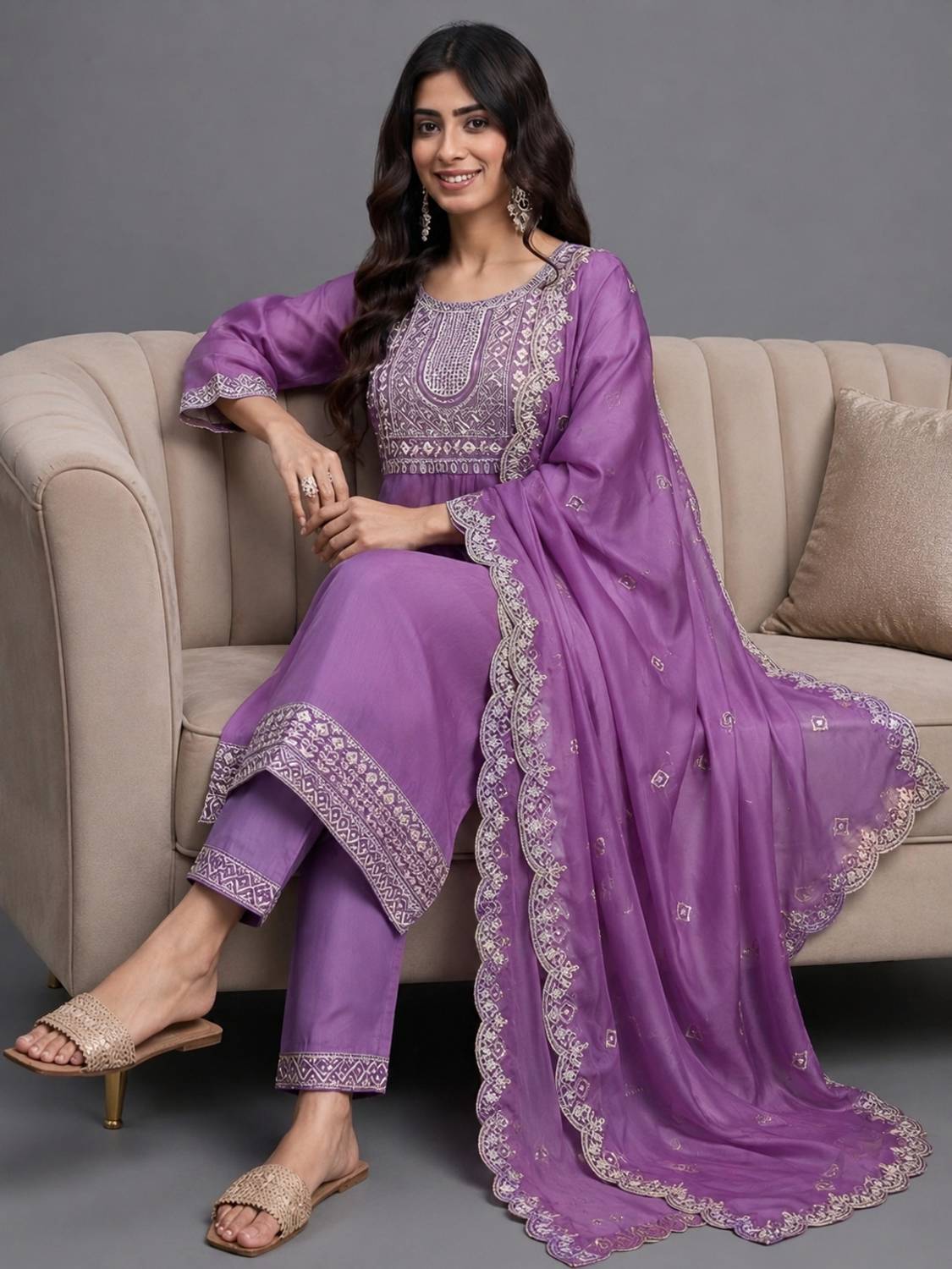 RHET Women Kurta Pant Dupatta Set