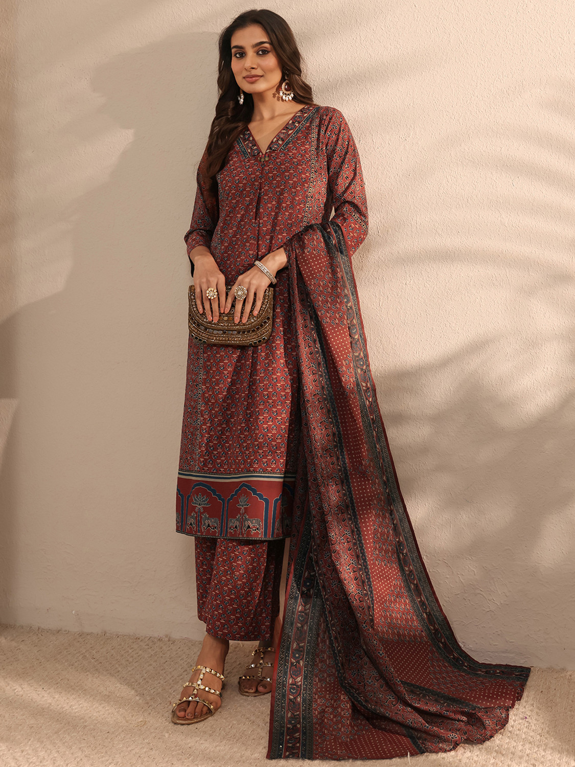 Image of LIBAS Women Kurta Palazzo Dupatta Set