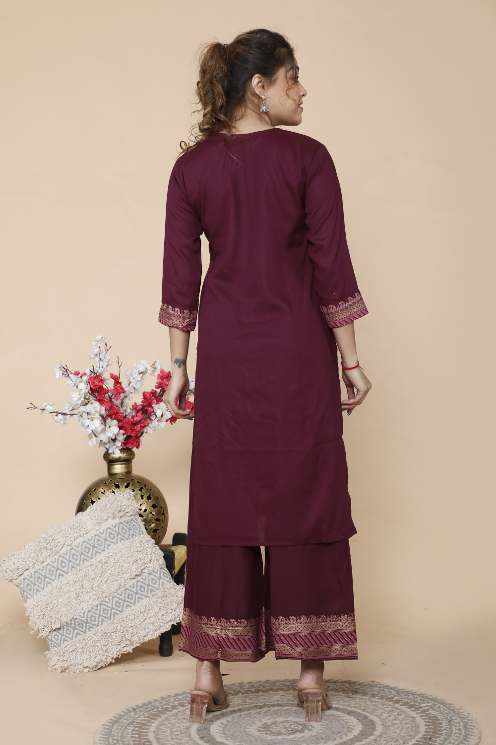 Image of shoecom Women Kurti Palazzo Dupatta Set