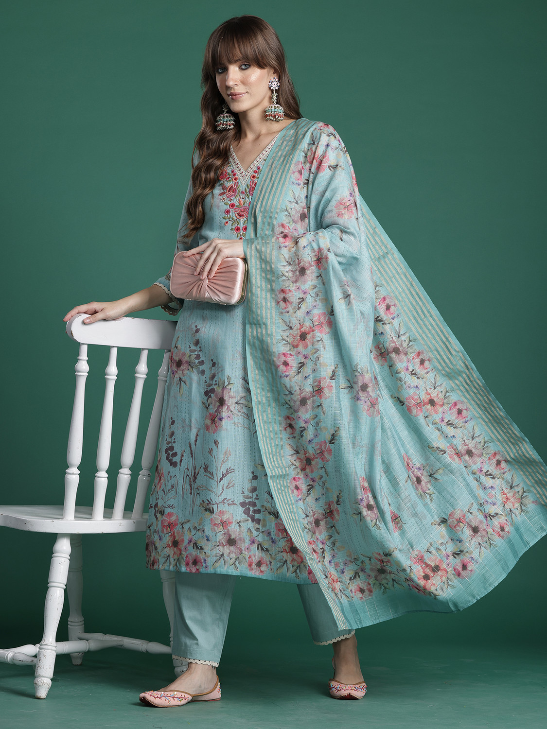 Image of Indo Era Women Kurta Pant Dupatta Set