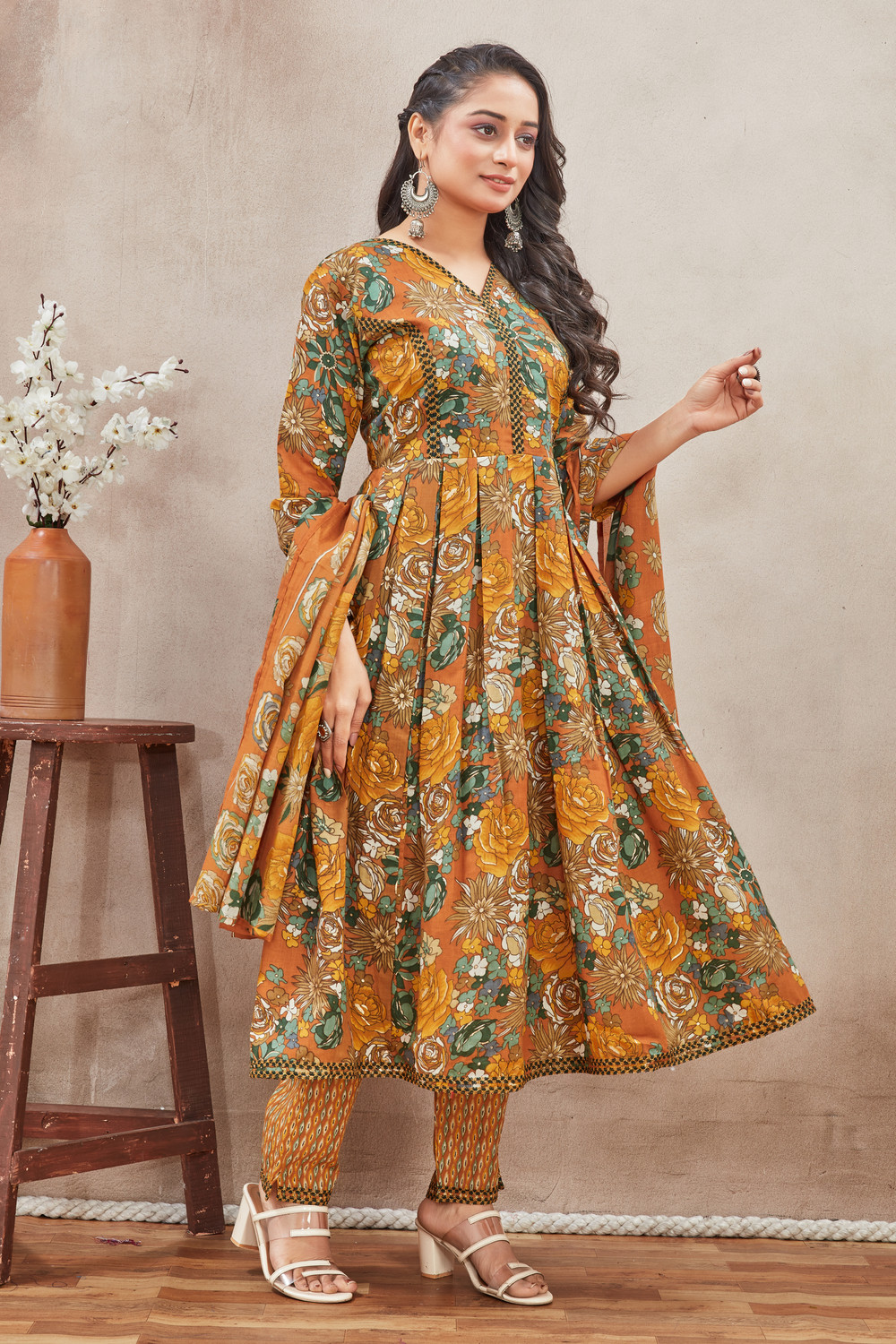 Image of BLACK PATTI Women Kurti Pant Dupatta Set