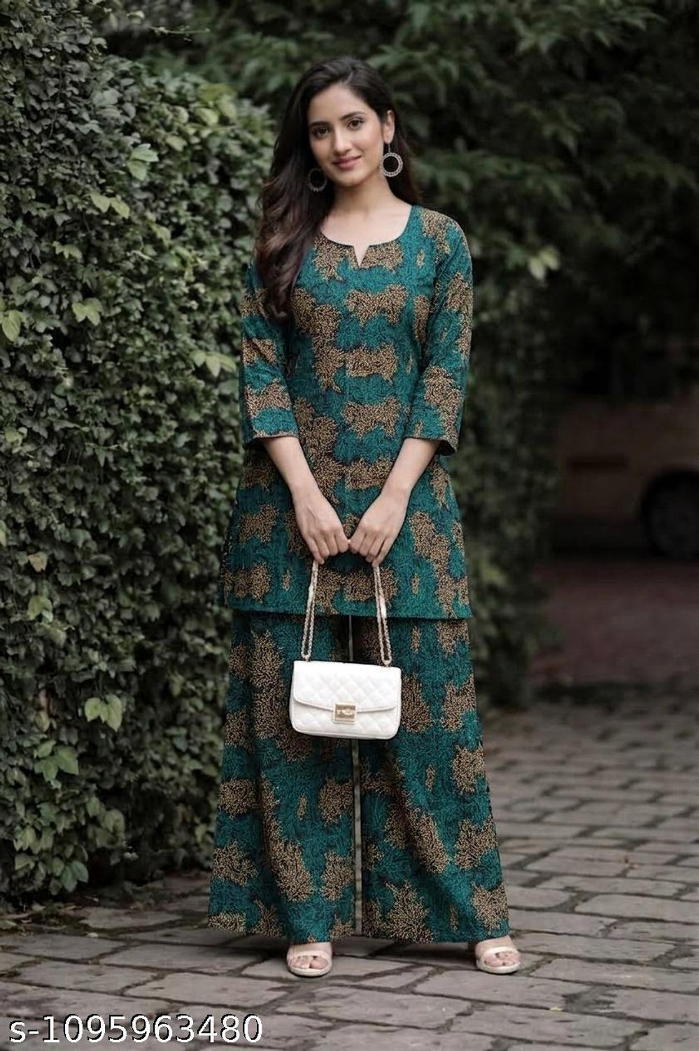 Image of KIFARA Women Pure Cotton Kurta Palazzo Set