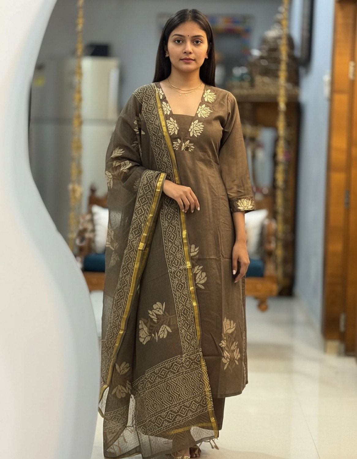 Image of Divastri Women Kurti Palazzo Dupatta Set