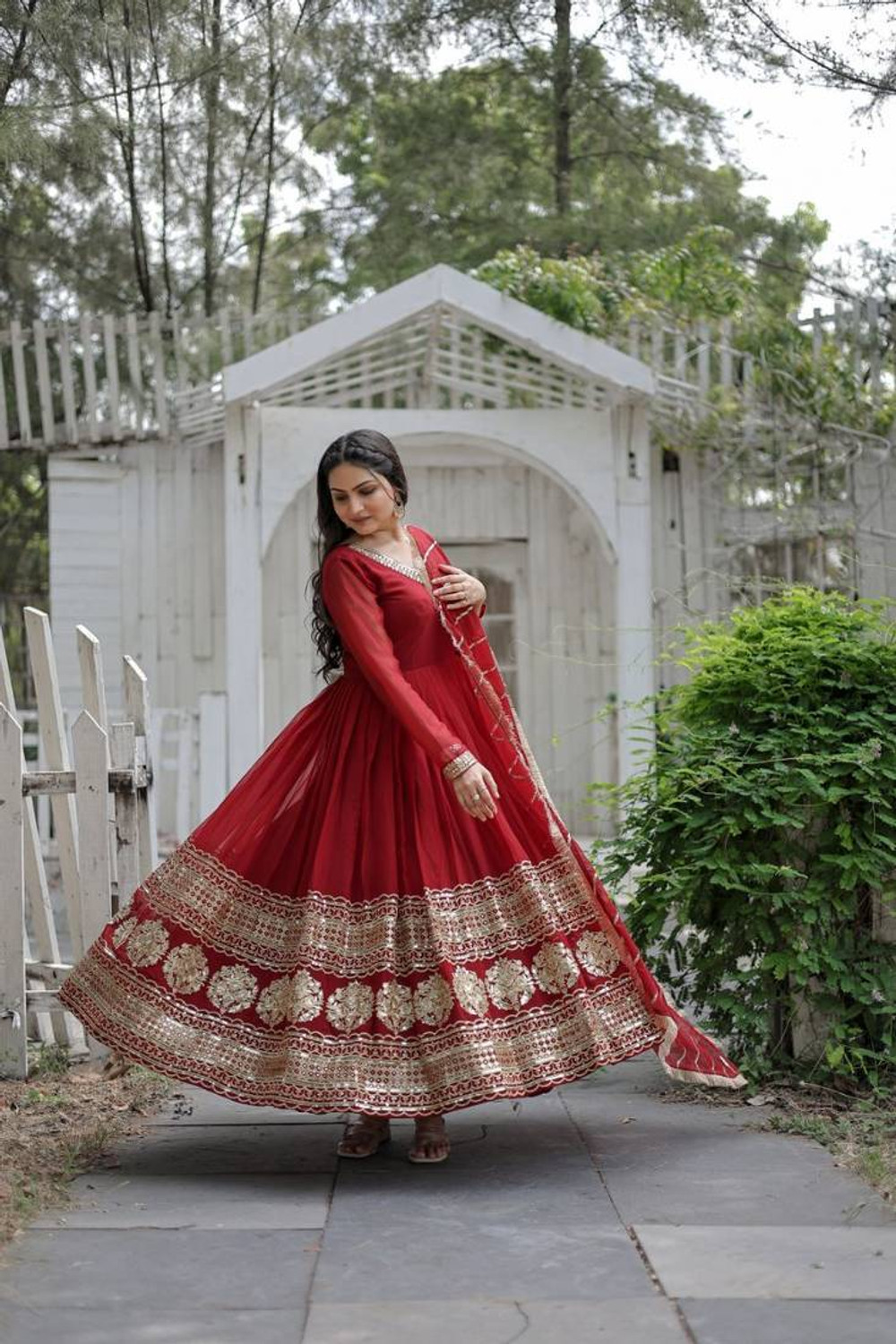 Image of KALINI Women Georgette Kurta Dupatta Set