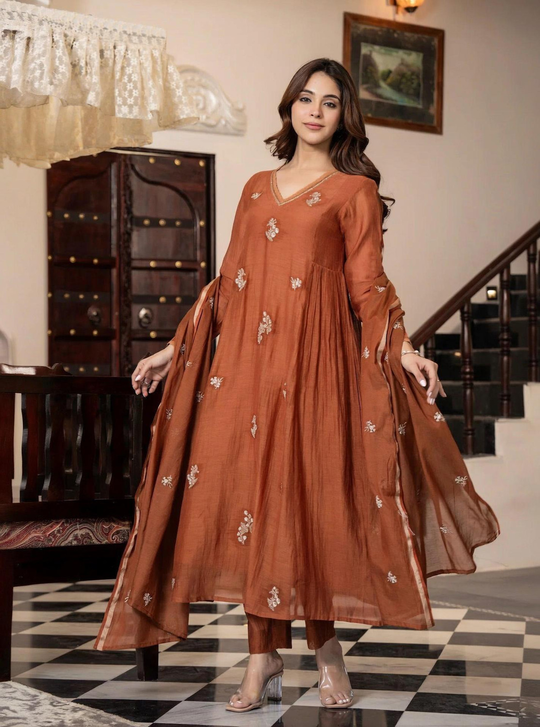 Image of Nermosa Women Kurta Pant Dupatta Set