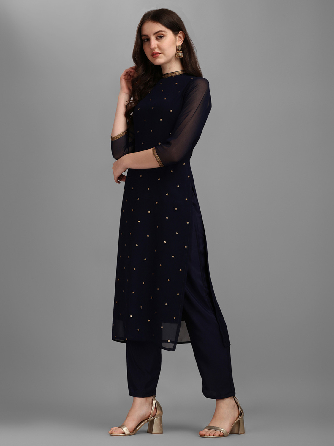 Image of Saanjh Women Georgette Kurta Pant Set