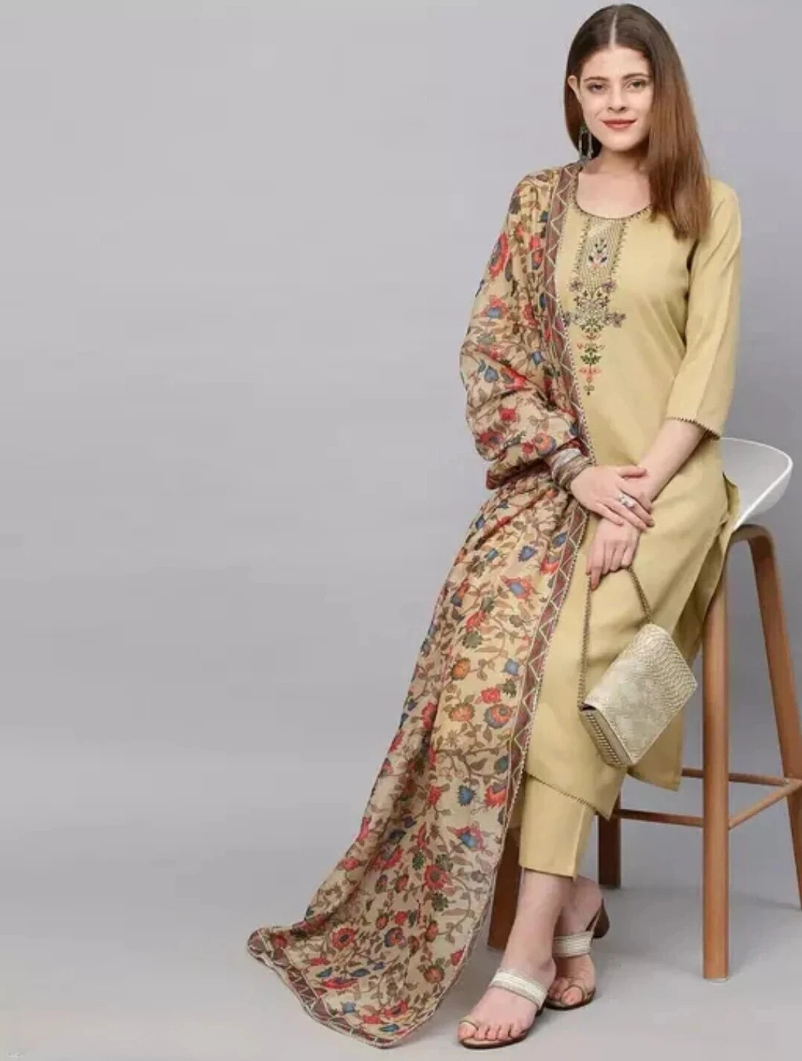 Image of BSM Women Kurta Pant Dupatta Set