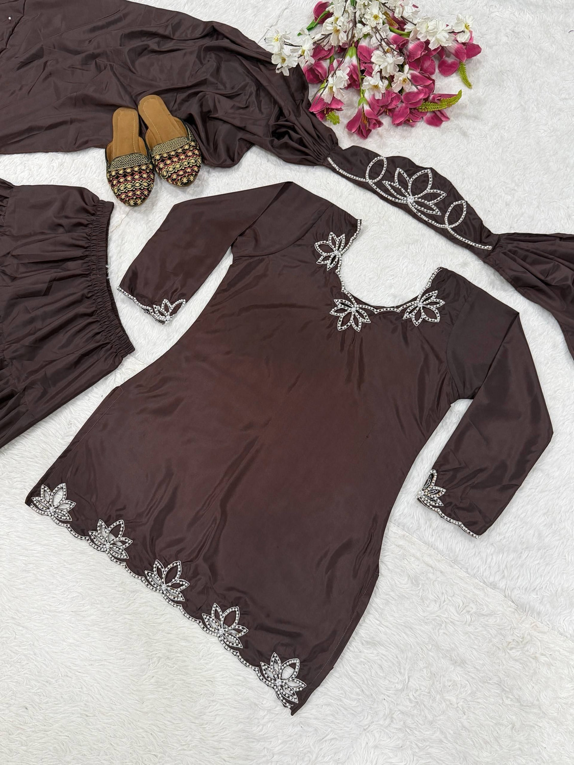 Image of ISRL ENTERPRISE Women Kurta Palazzo Dupatta Set