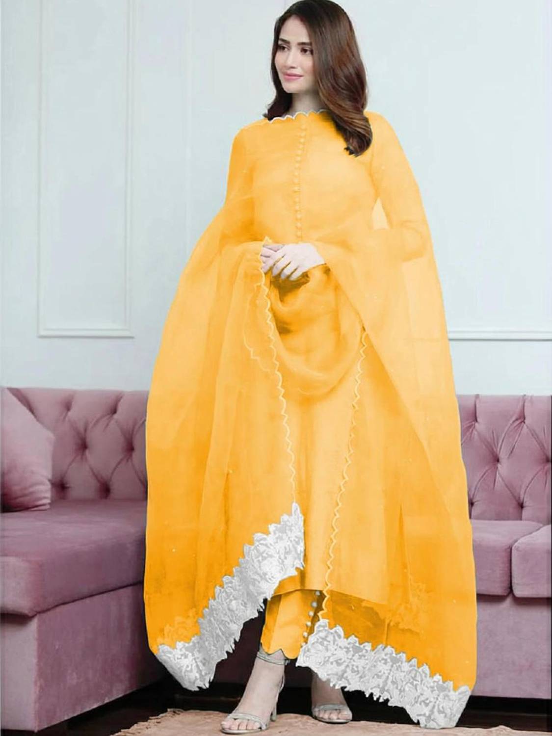 Aatvi Women Kurta Pant Attached Dupatta Set