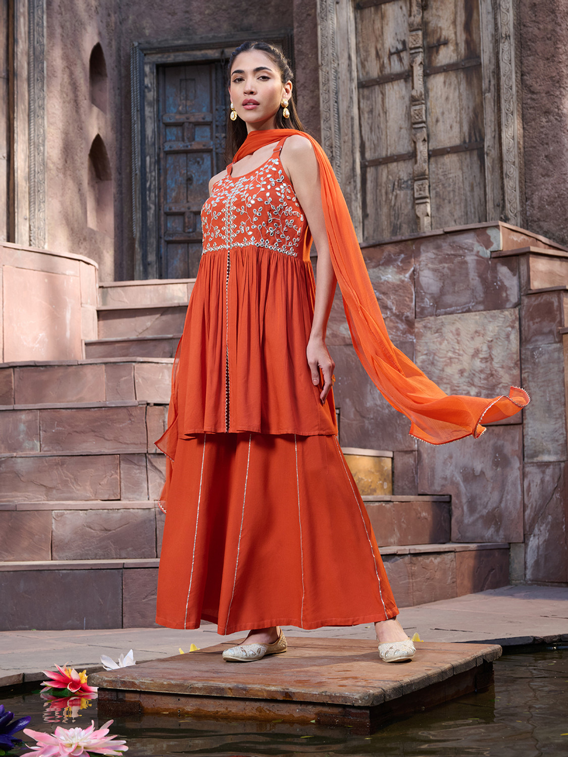 Image of Stylum Women Kurti Sharara Dupatta Set