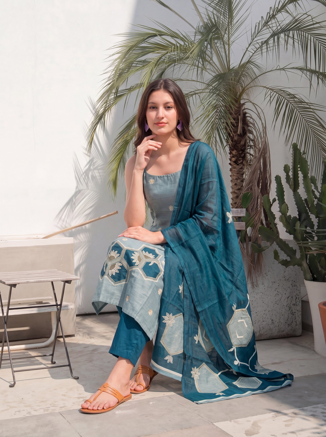 Image of SHREENATHJI TEXTILE Women Kurta Pant Dupatta Set