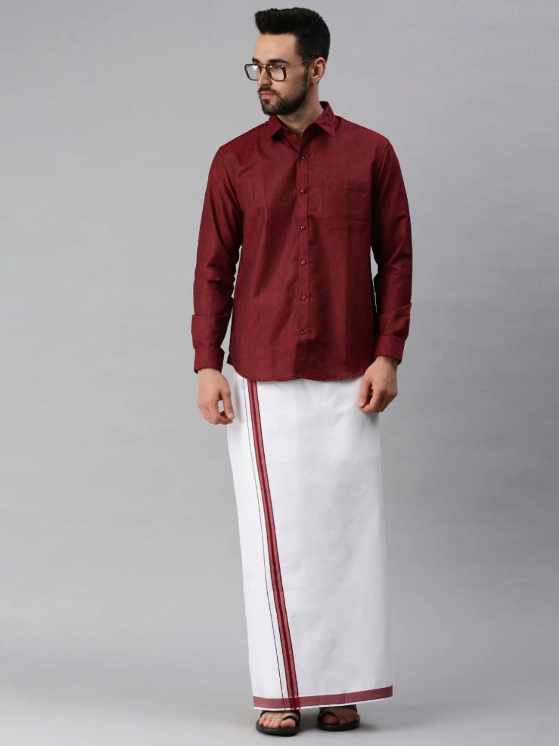 Image of Famuzz Men Shirt Dhoti Set