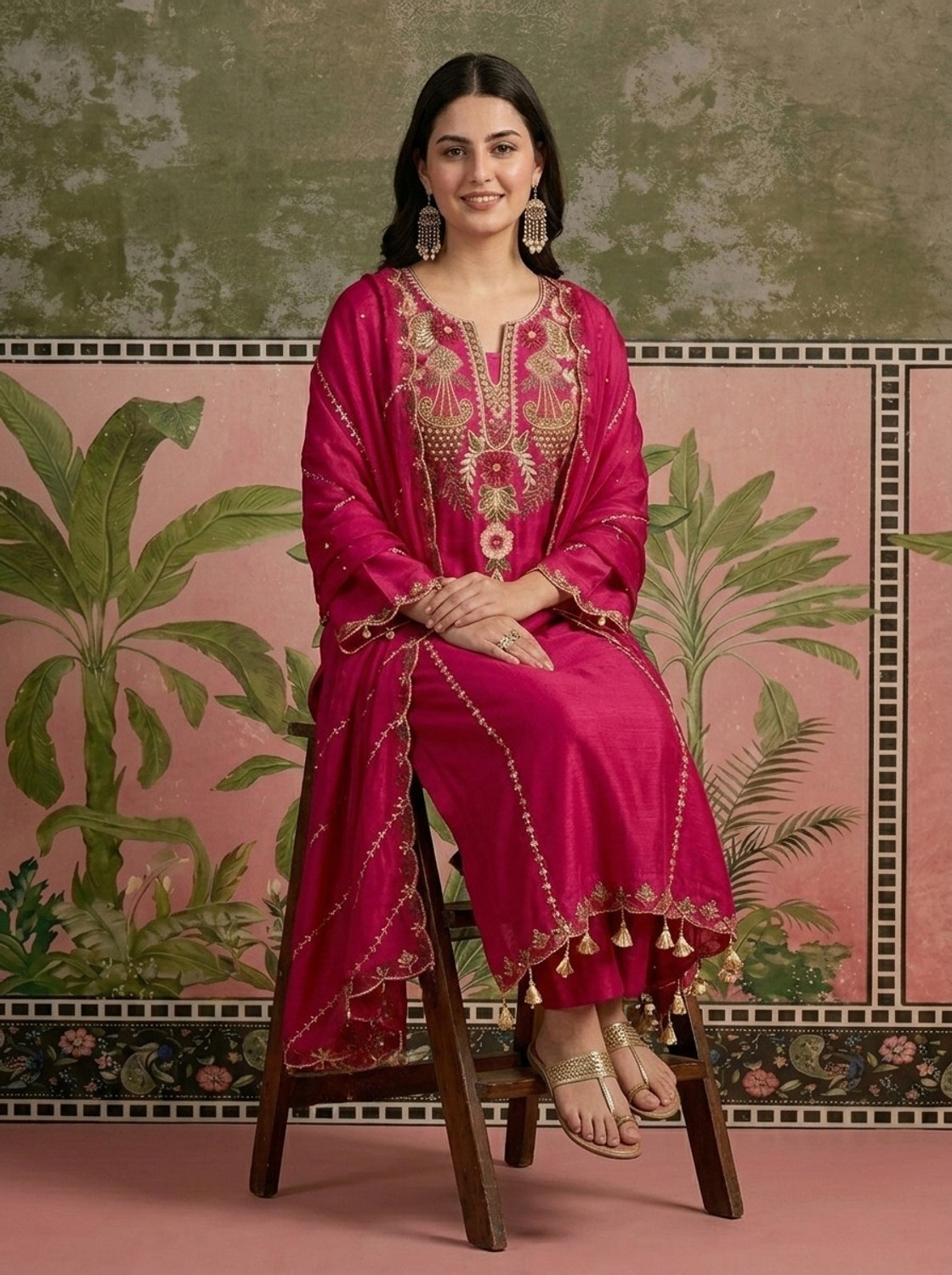 jaykhodal Women Kurta Pant Dupatta Set