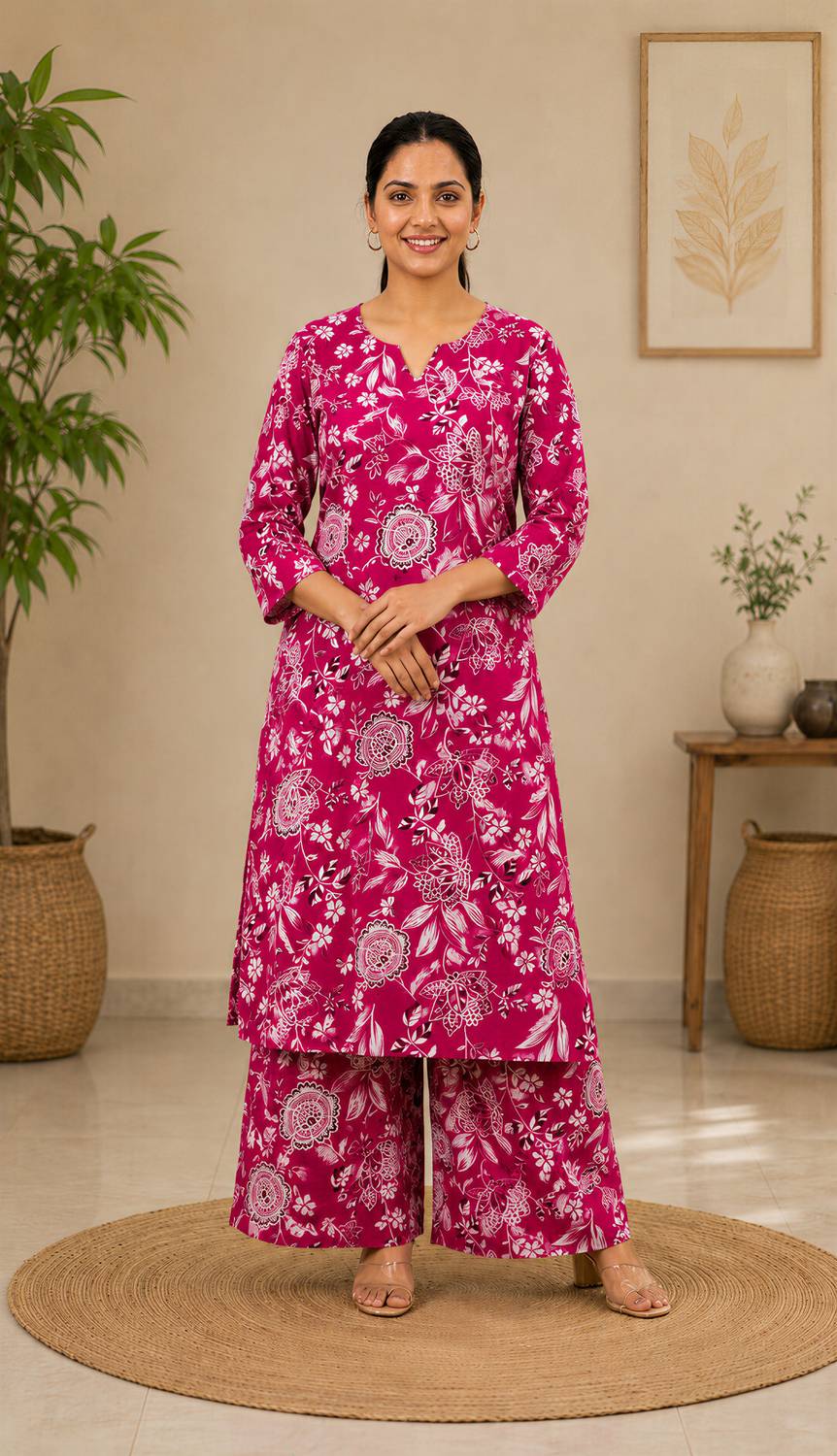 Aakasya Women Kurta Palazzo Set